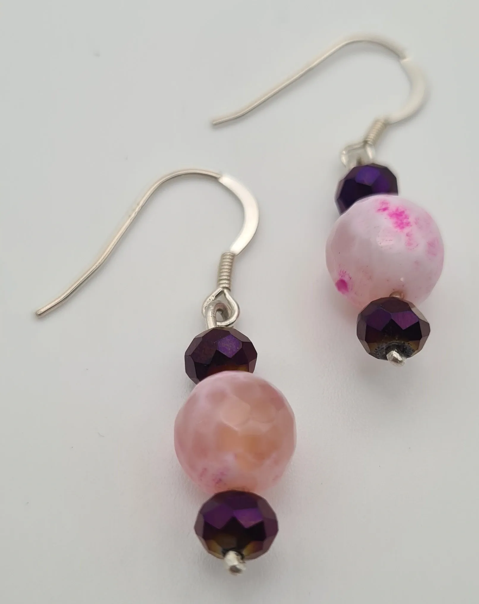 Pink and Purple semi-precious Earrings