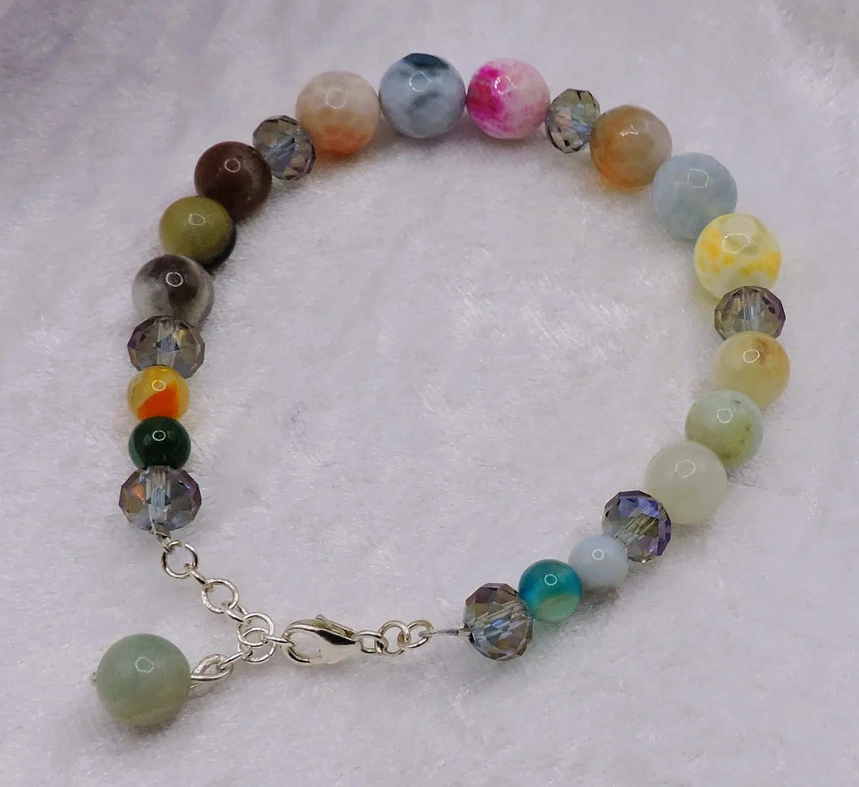 Muti colour semi-precious & sterling silver clasp
