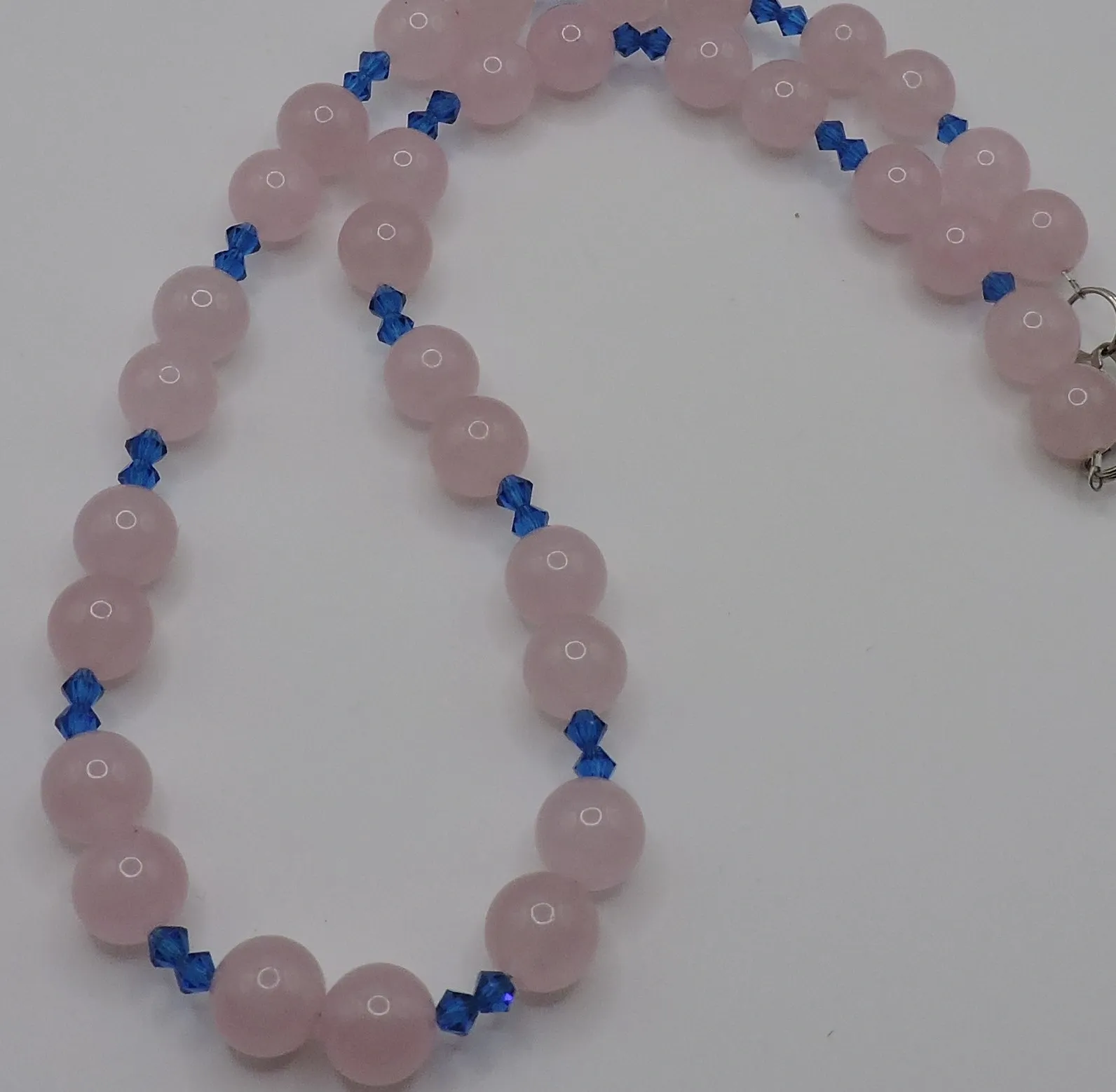 Rose Quartz and Blue Bead Necklace
