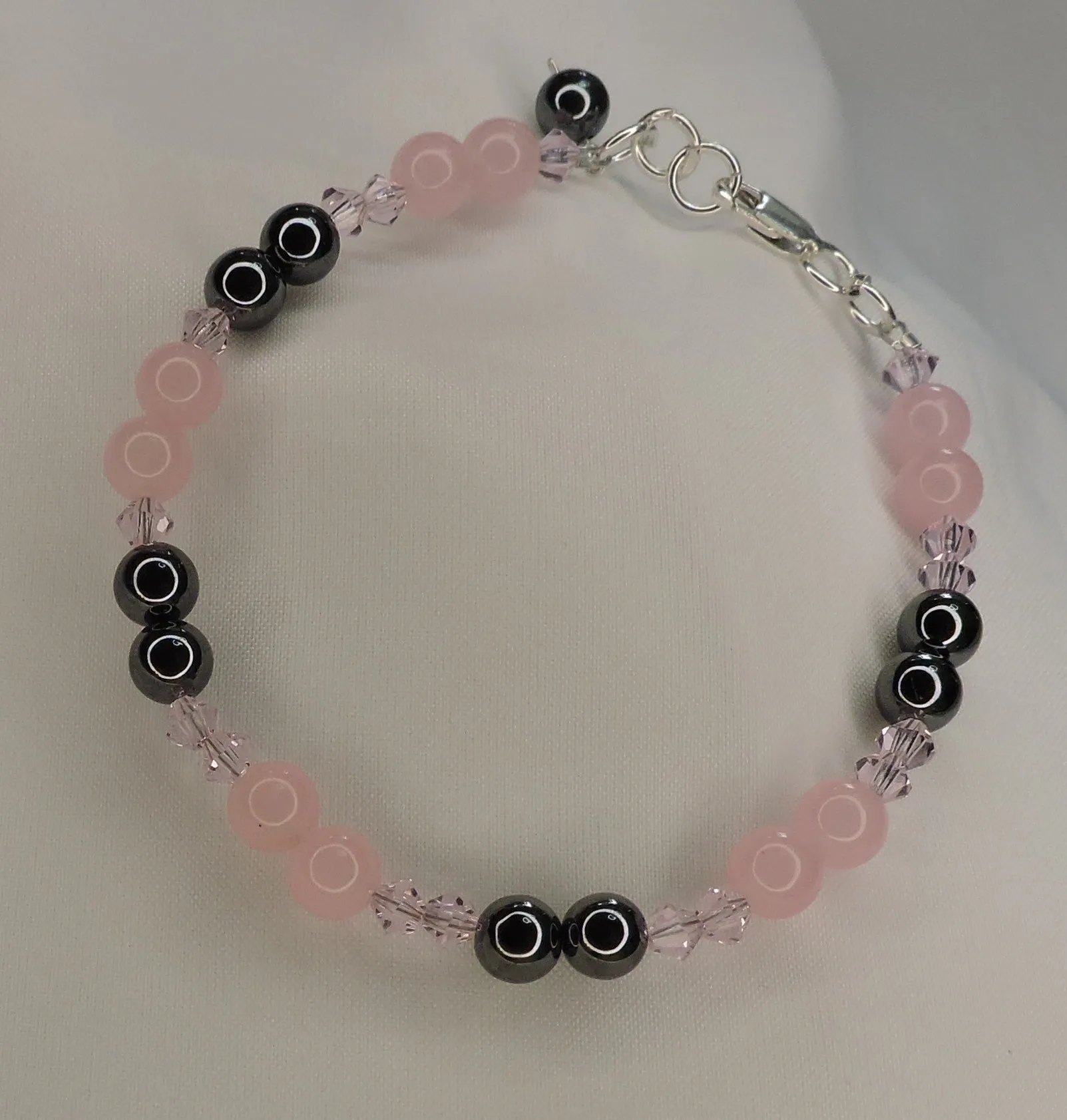Pink & hematite bracelet
