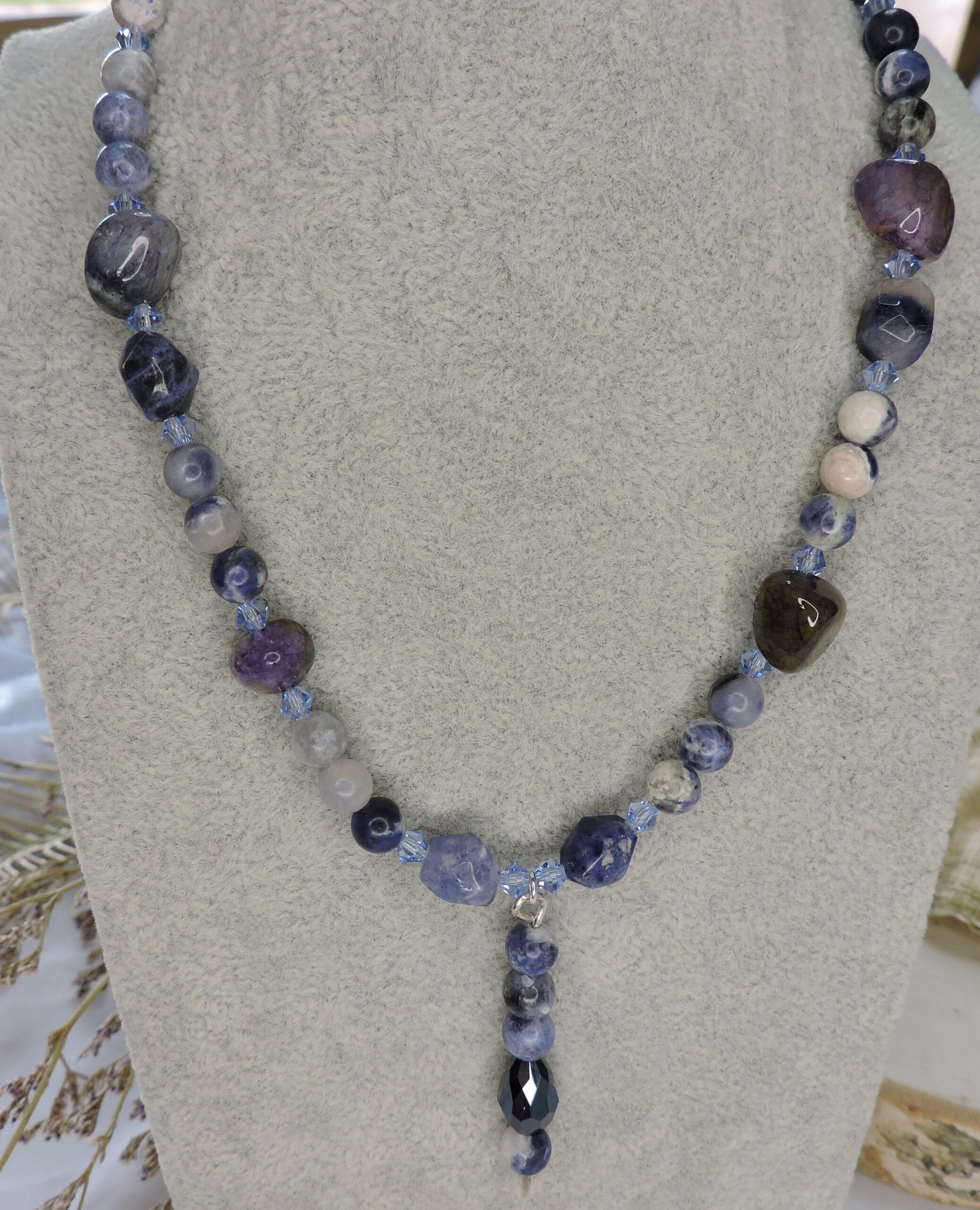A sodalite with sterling silver clasp